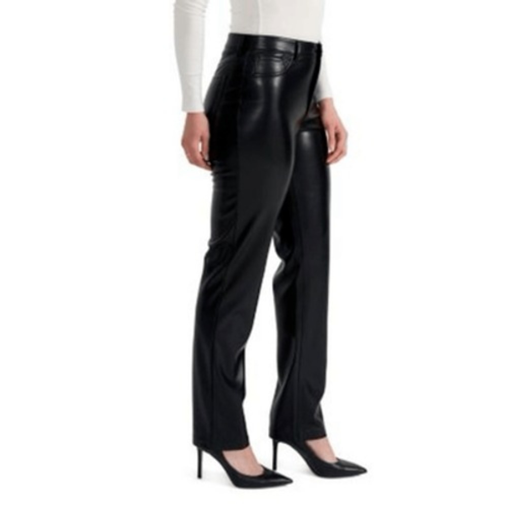 Joie Black Faux Leather Pants Women 10 Straight‎ Leg High Rise Buttery Smooth